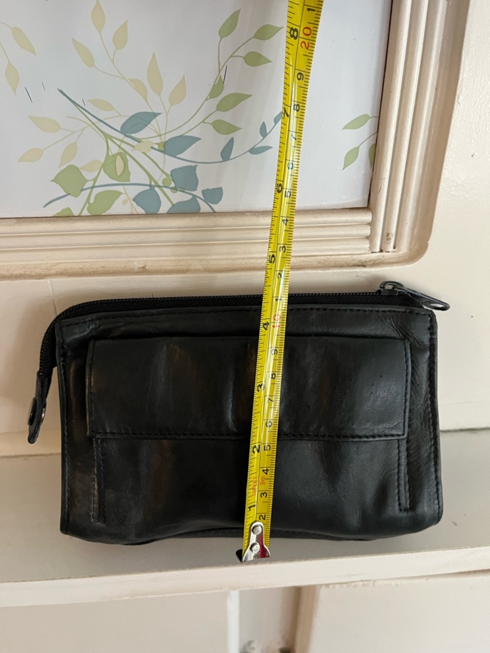 Black Leather Zip Wallet Pouch - Picture 6 of 9